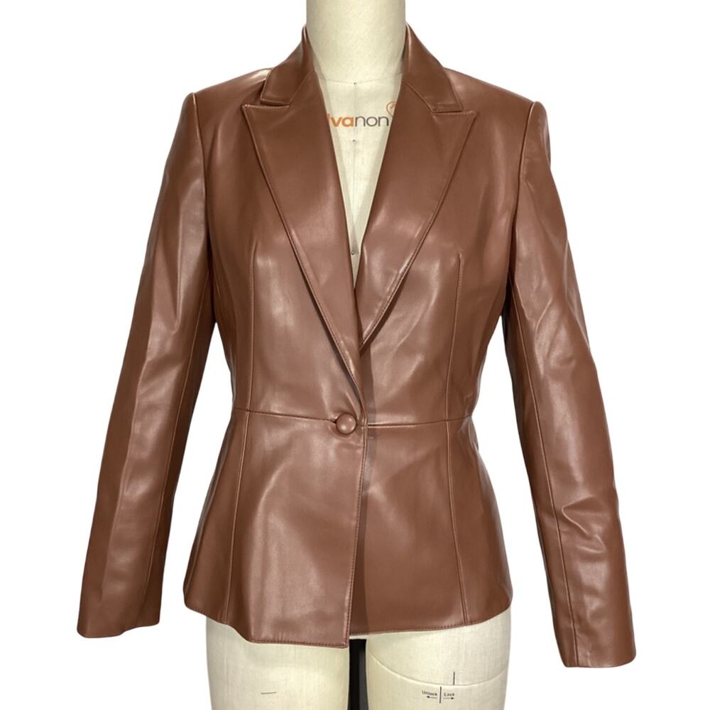 Bcbgmaxazria Tailored Caramel Single-Button Blazer Size 4 - Picture 2 of 4